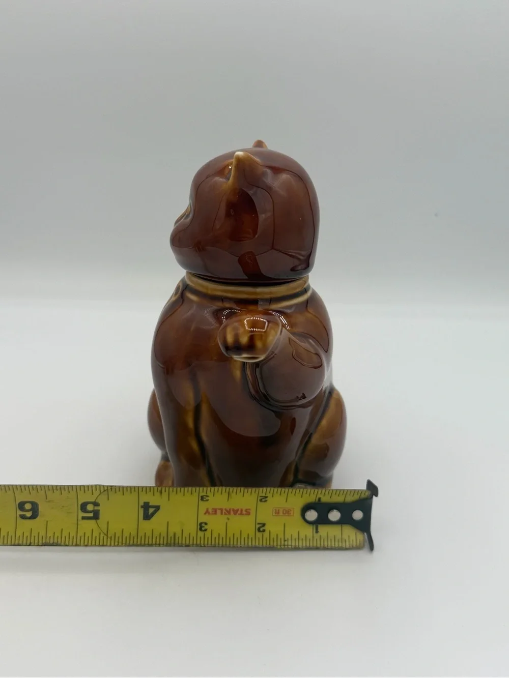 VTG Katoomie Lucky Cat Kitten Brown Glazed Porcelain Teapot Paw Spout China